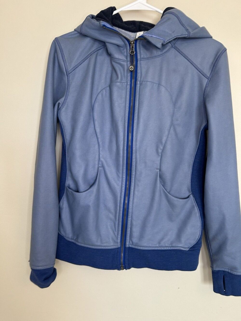 Lululemon On the Daily Hoodie Sweatshirt Full Zip   Blue Performance Size6 Flaw